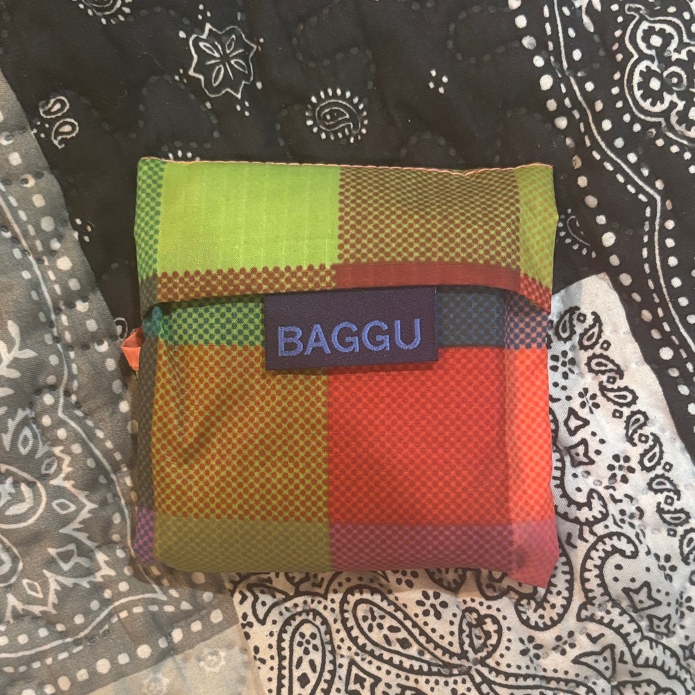 BAGGU Reusable Packable Tote Bag baby madras